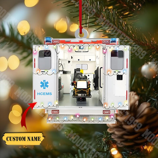 Personalized Paramedic Van Acrylic Christmas Ornament, EMT Gift
