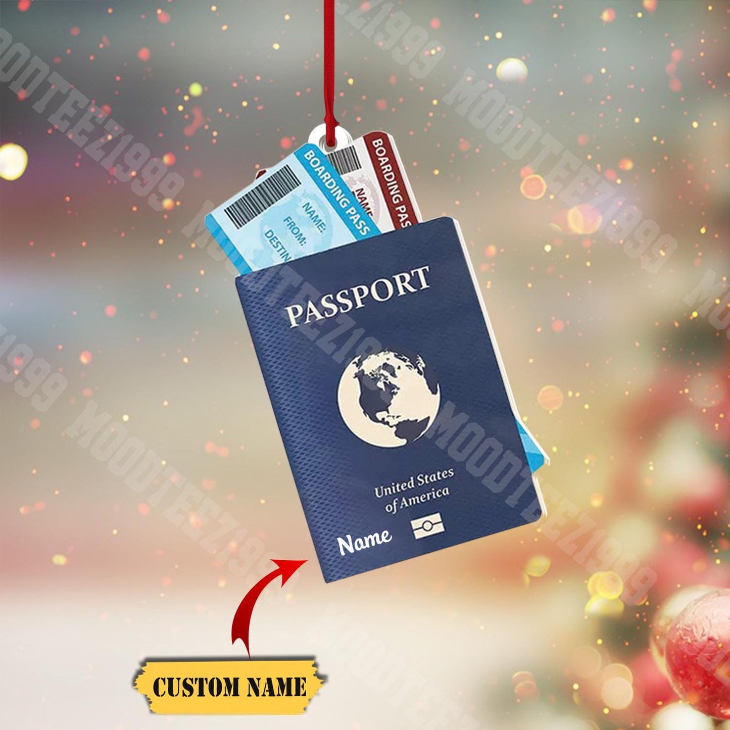Custom Passport Christmas Ornament: Travel Adventure Gift