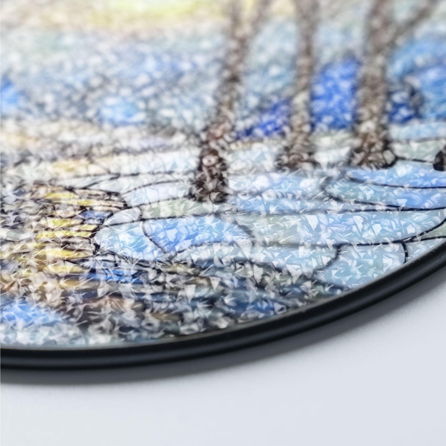 Stained Glass Winter Sunrise Suncatcher: Snow Scene Home Decor