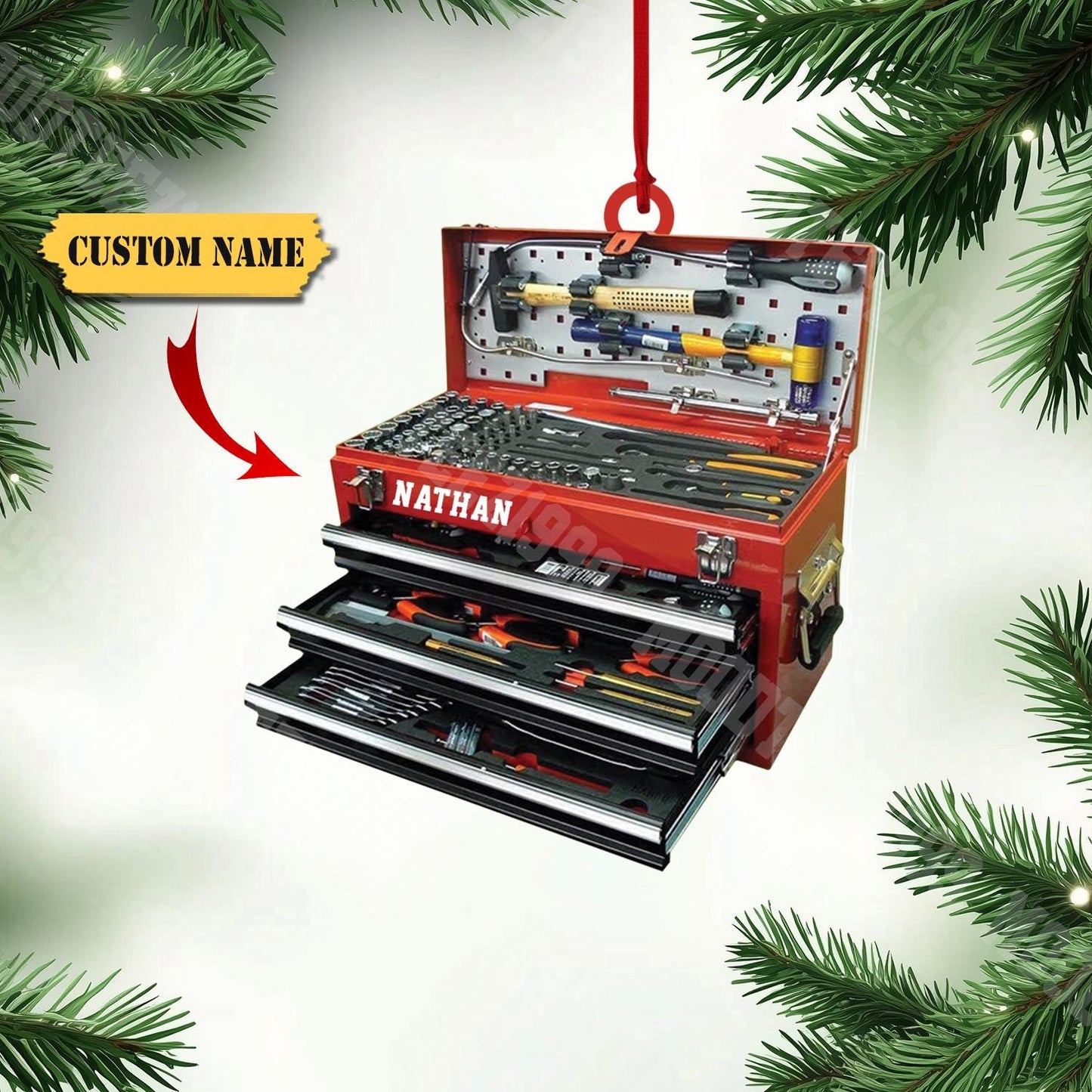 Personalized Mechanic Tool Box Ornament: Custom Garage Gift
