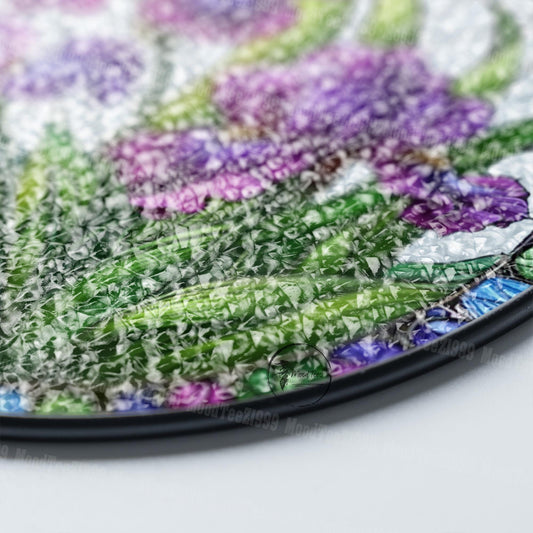 Iris Flower Stained Glass Suncatcher: Purple Floral Window Hanging