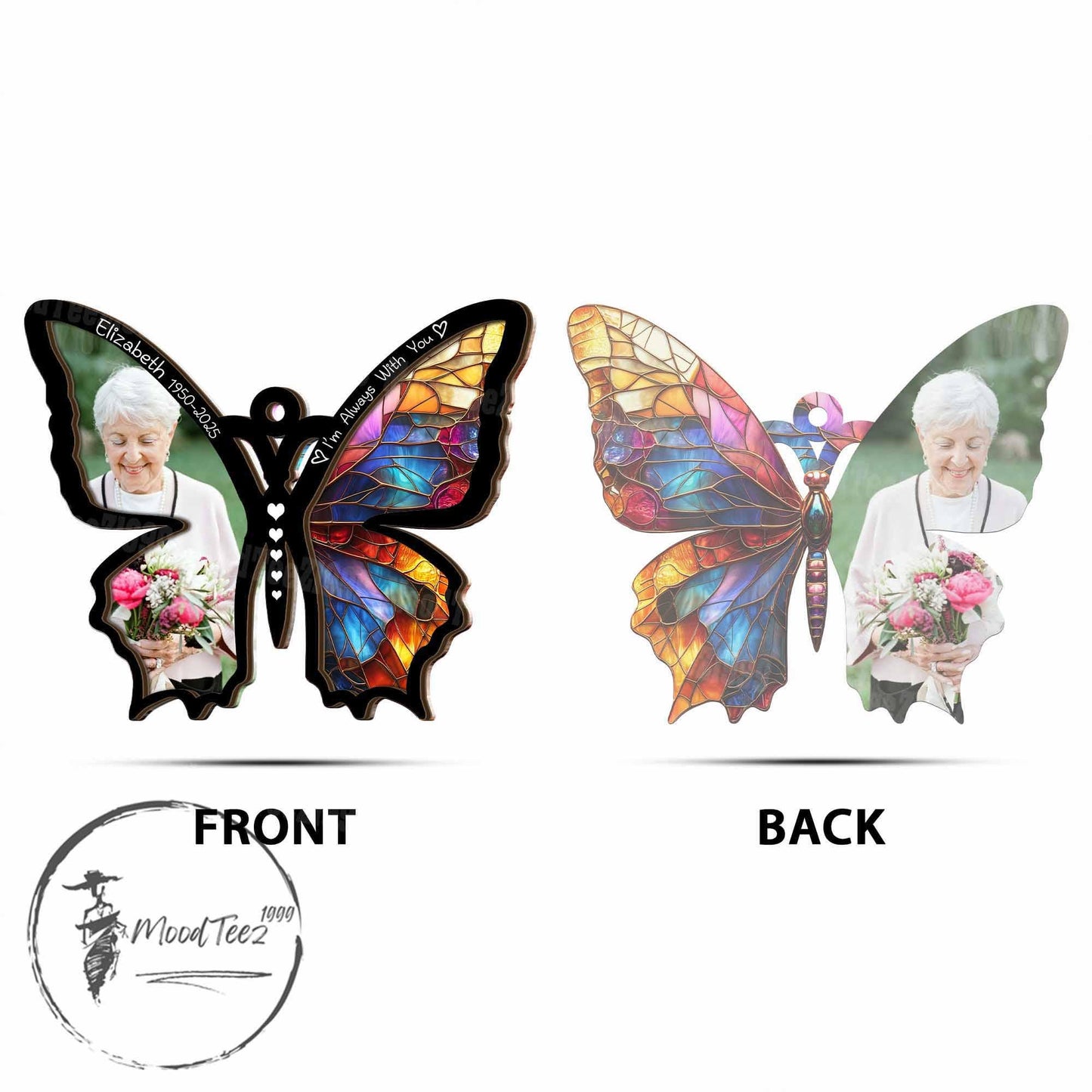 Custom Photo Memorial Suncatcher: Butterfly Window Hanging
