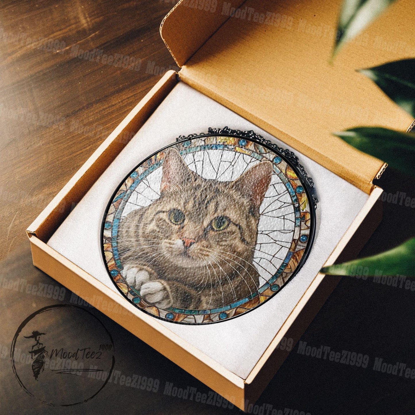 Cat Stained Glass Suncatcher: Feline Window Art