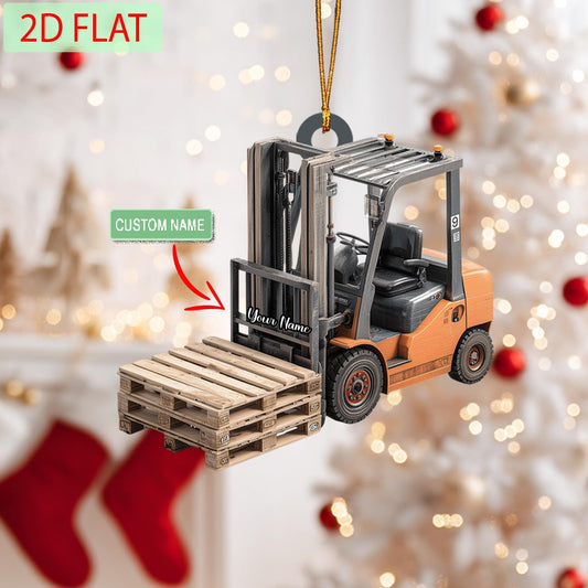 Personalized Forklift Ornament: Custom Name 2D Acrylic Christmas Gift