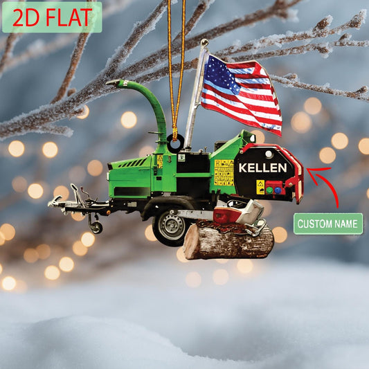 Personalized Wood Chipper Ornament: Custom Name Gift for Tree Worker