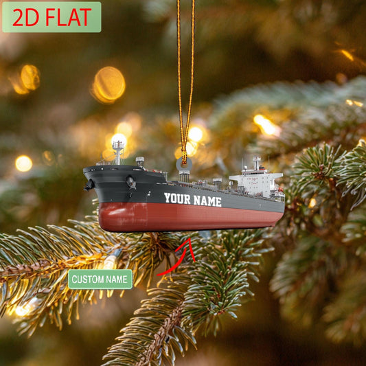 Personalized Tanker Ship Ornament: Custom Acrylic Nautical Decor
