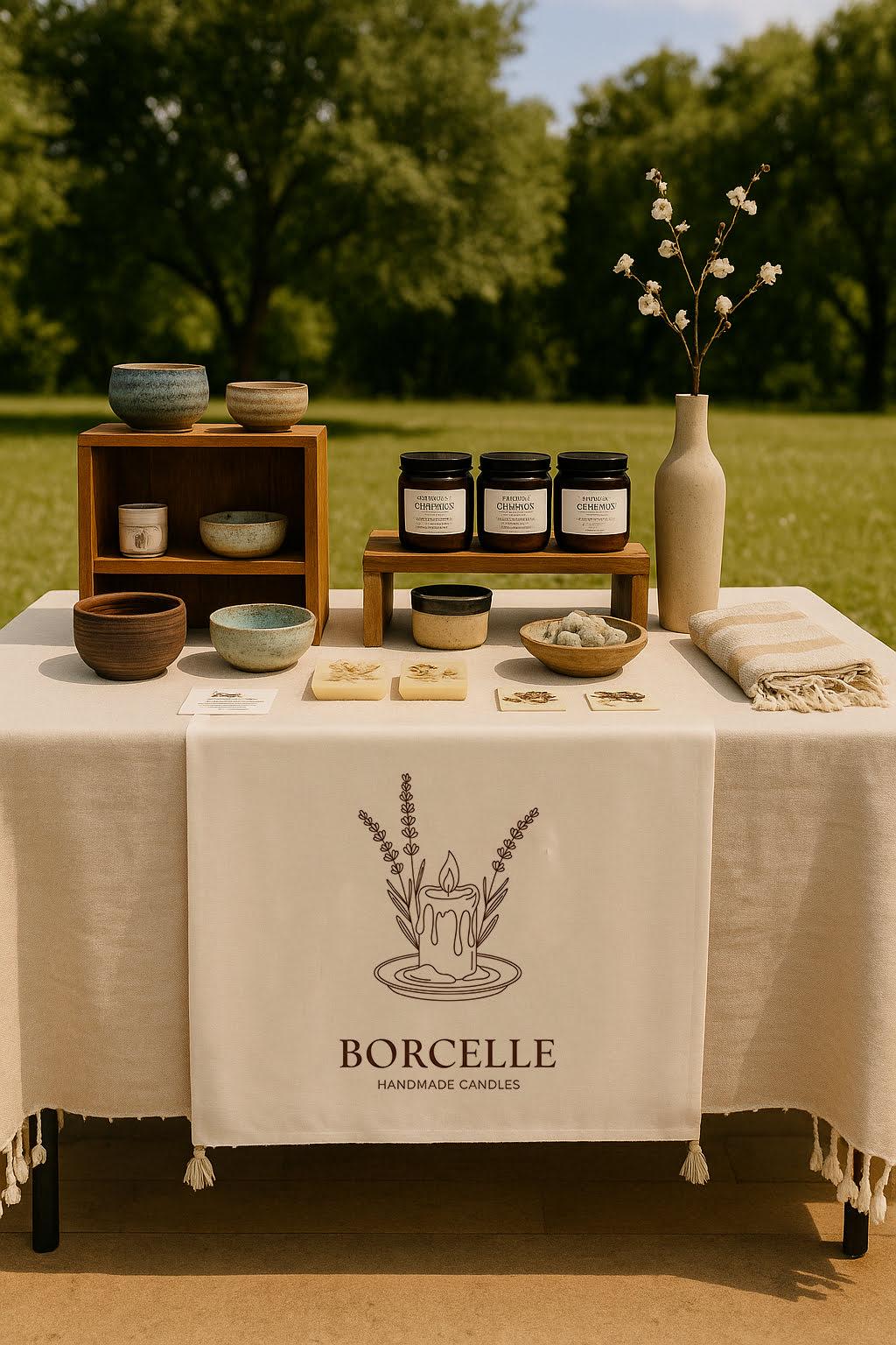 Custom Logo Linen Table Runner, Trade Show Display