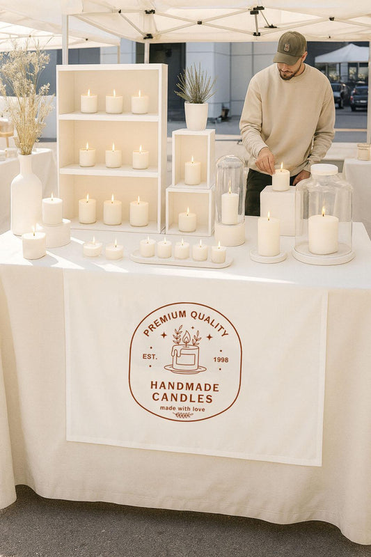 Custom Logo Table Runner, Personalized Linen Business Branding Cloth