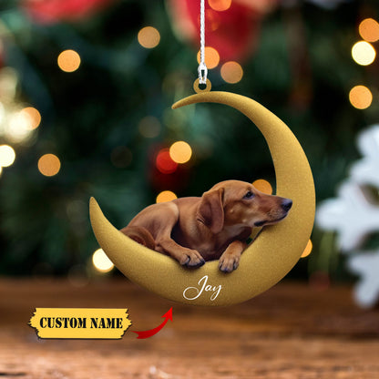 Custom Rhodesian Ridgeback Ornament, Dog on Moon, Personalized Pet Gift