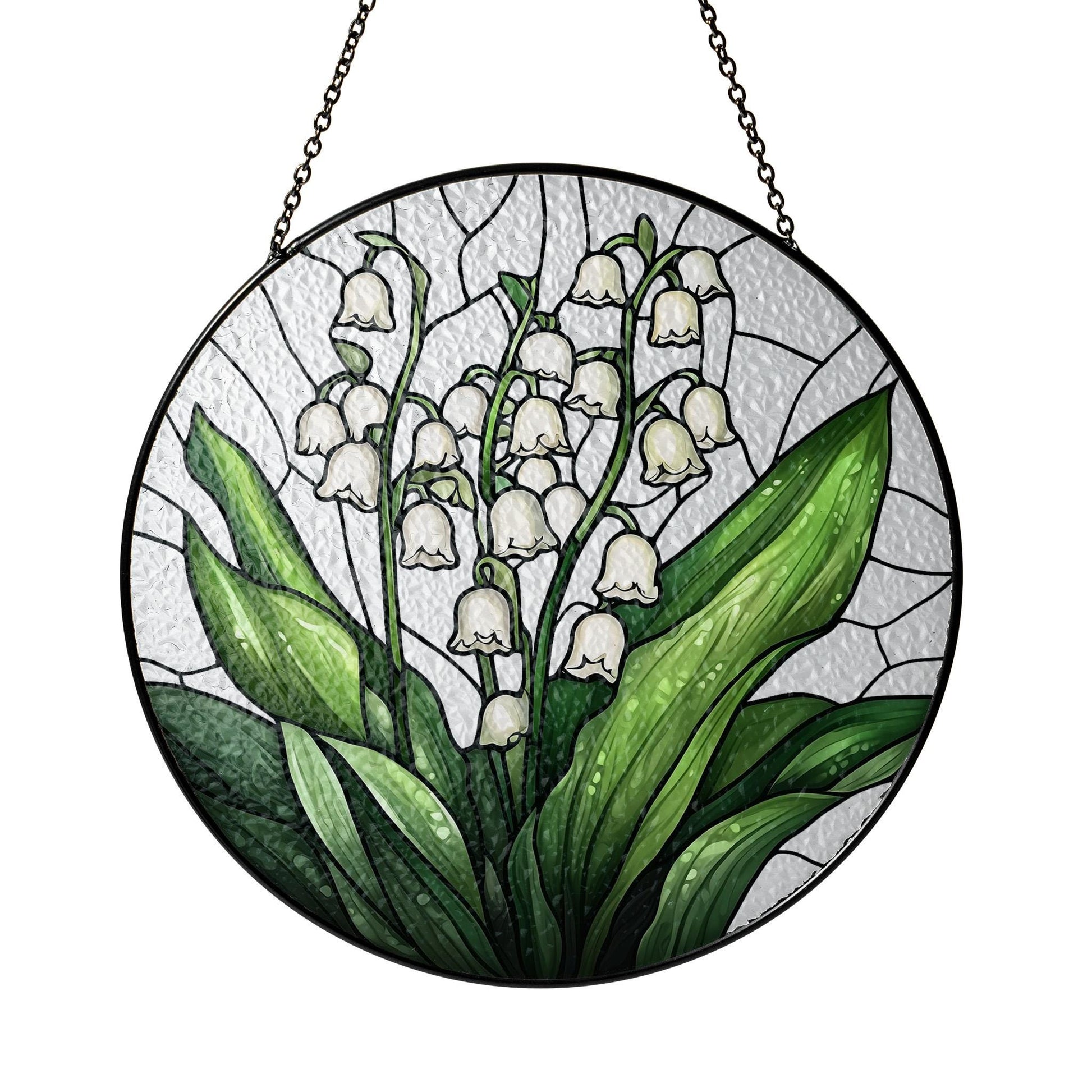 Lily of the Valley Stained Glass Suncatcher: Floral Window Decor