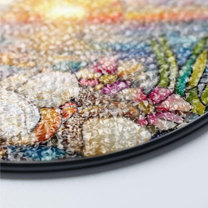 Stained Glass Sunrise Suncatcher: Beach Window Hanging