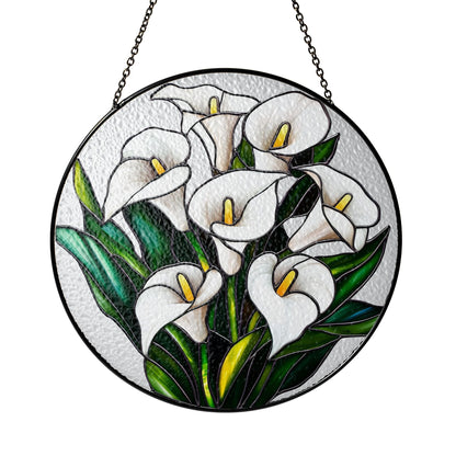 Calla Lily Stained Glass Suncatcher: Garden Window Decoration
