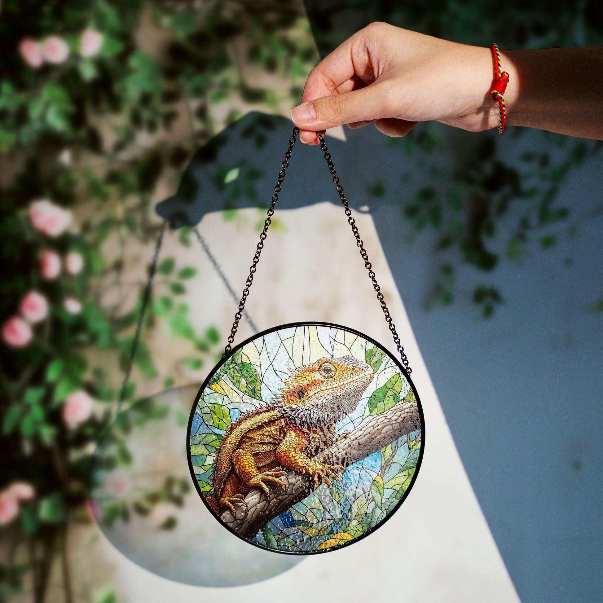 Bearded Dragon Stained Glass Suncatcher: Reptile Decor