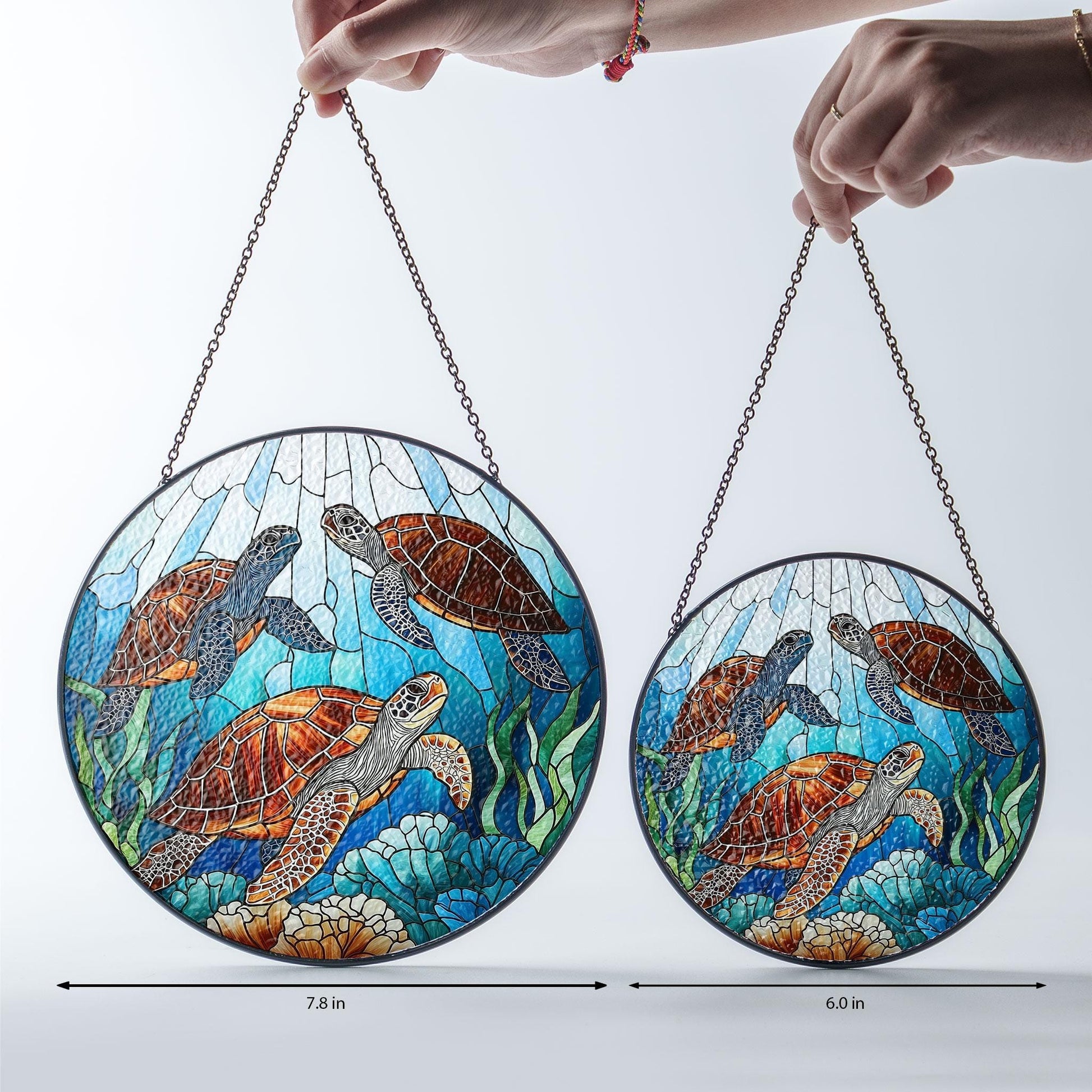 Sea Turtle Stained Glass Suncatcher: Nature Window Ornament