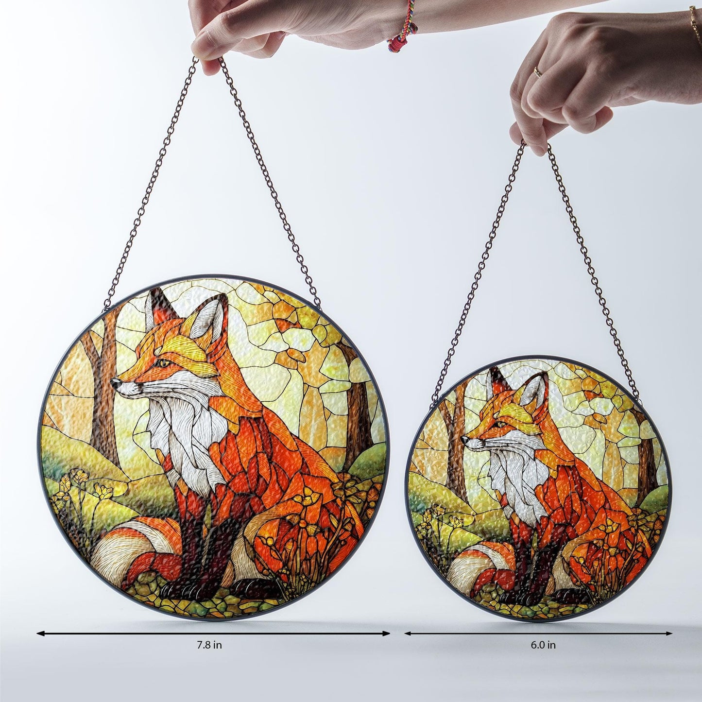 Fox Stained Glass Suncatcher: Wild Animal Home Decor