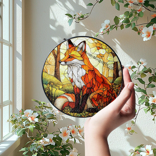 Fox Stained Glass Suncatcher: Wild Animal Home Decor