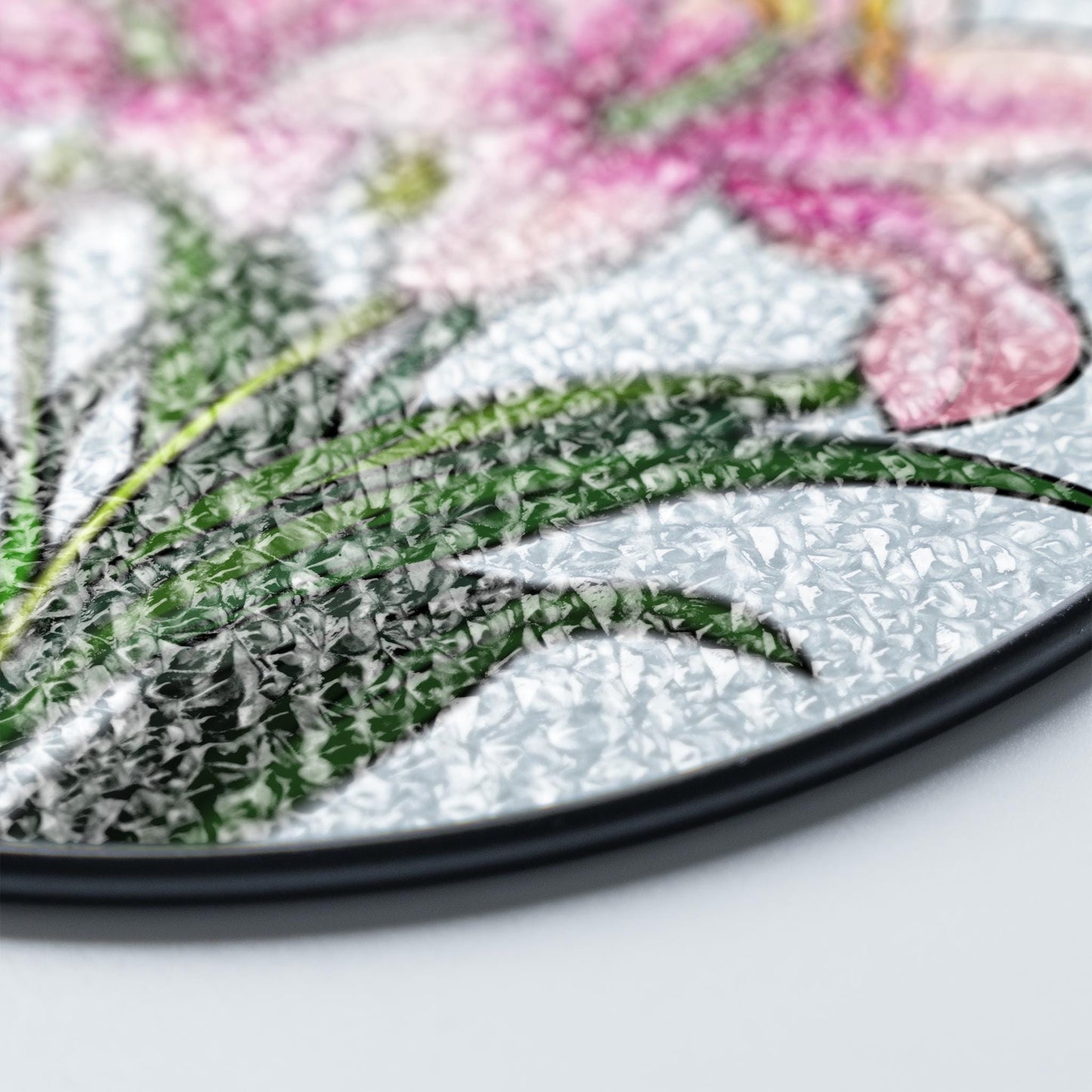 Pink Lily Stained Glass Suncatcher: Floral Home Decor