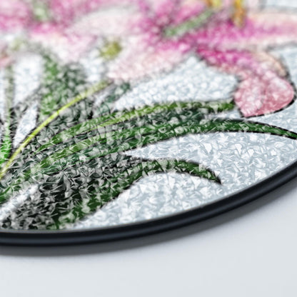 Pink Lily Stained Glass Suncatcher: Floral Home Decor