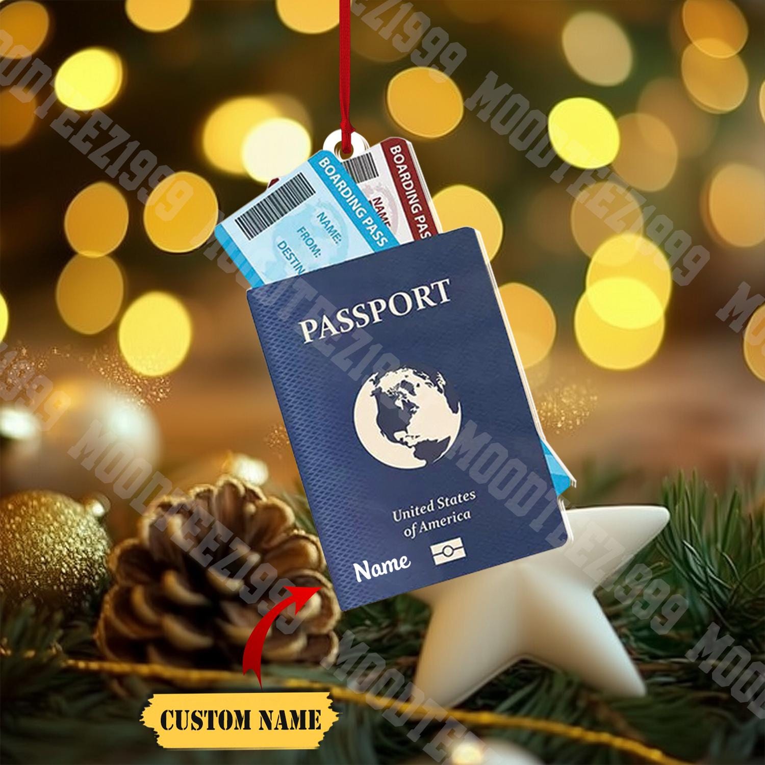 Custom Passport Christmas Ornament: Travel Adventure Gift