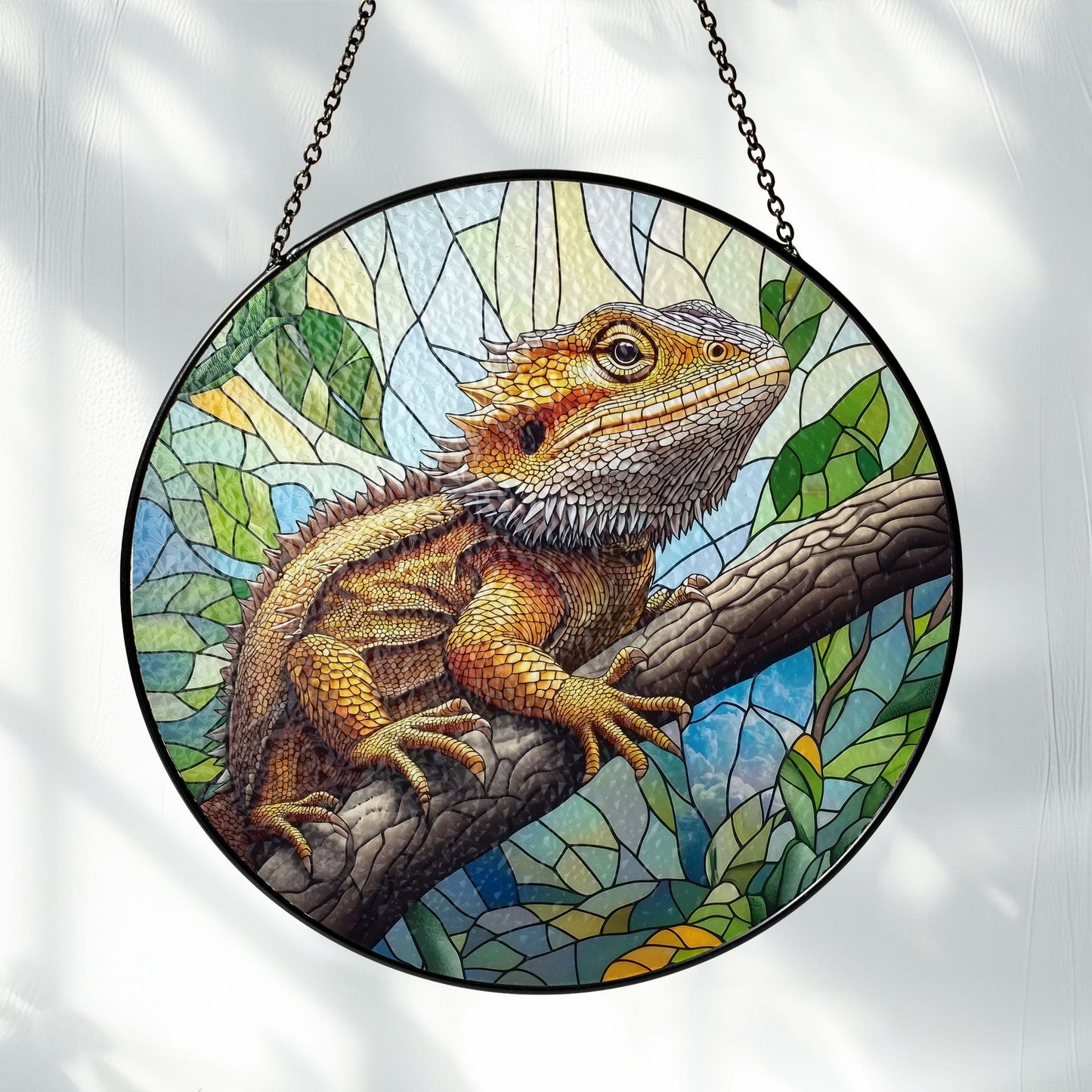 Bearded Dragon Stained Glass Suncatcher: Reptile Decor