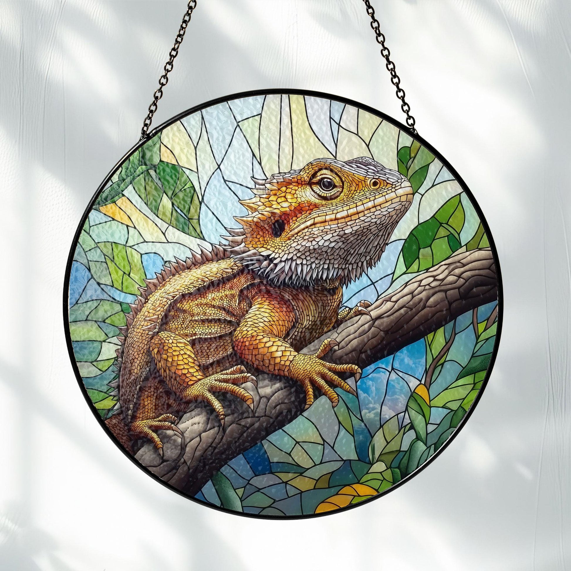 Bearded Dragon Stained Glass Suncatcher: Reptile Decor
