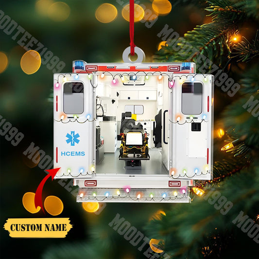 Personalized Paramedic Van Acrylic Christmas Ornament, EMT Gift