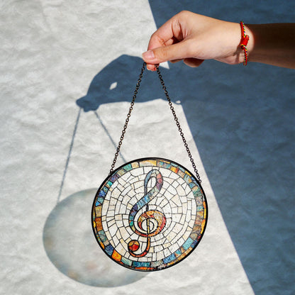 Musical Stained Glass Suncatcher: Music Decor Gift