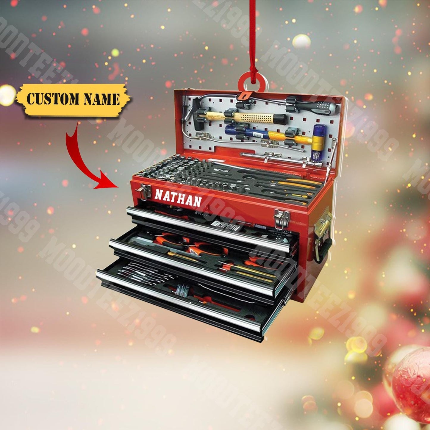 Personalized Mechanic Tool Box Ornament: Custom Garage Gift
