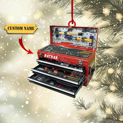 Personalized Mechanic Tool Box Ornament: Custom Garage Gift