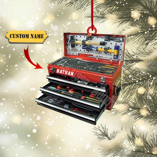 Personalized Mechanic Tool Box Ornament: Custom Garage Gift