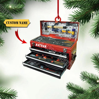 Personalized Mechanic Tool Box Ornament: Custom Garage Gift