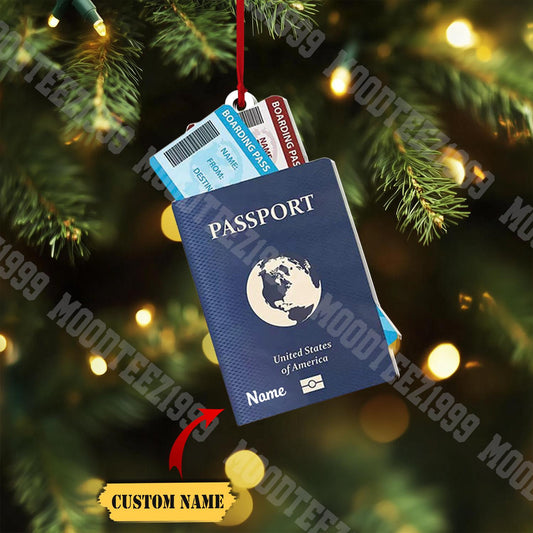 Custom Passport Christmas Ornament: Travel Adventure Gift