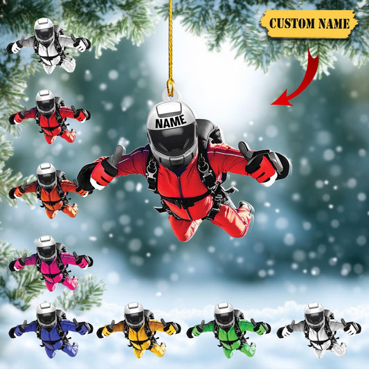 Personalized Skydiving Ornament: Custom Name Xmas Tree Decor