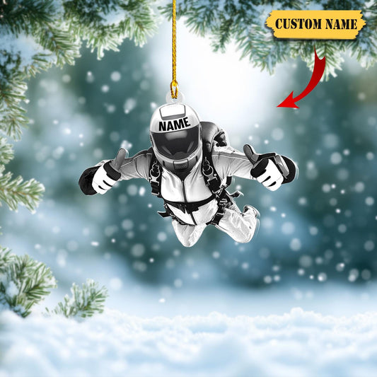 Personalized Skydiving Ornament: Custom Name Xmas Tree Decor