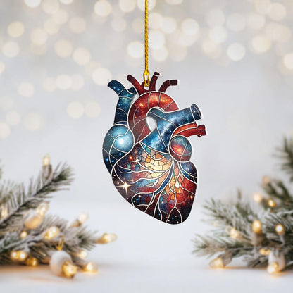 Anatomical Heart Christmas Ornament: Galaxy Design, Medical Gift