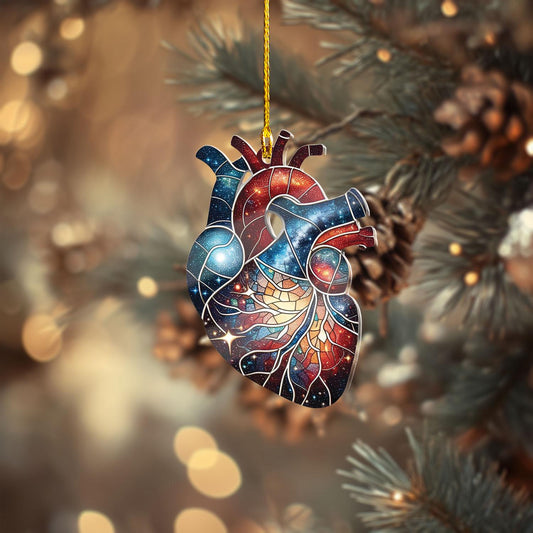 Anatomical Heart Christmas Ornament: Galaxy Design, Medical Gift
