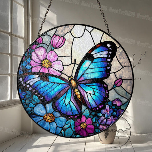 Butterfly Stained Glass Suncatcher: Window Hanging Decor