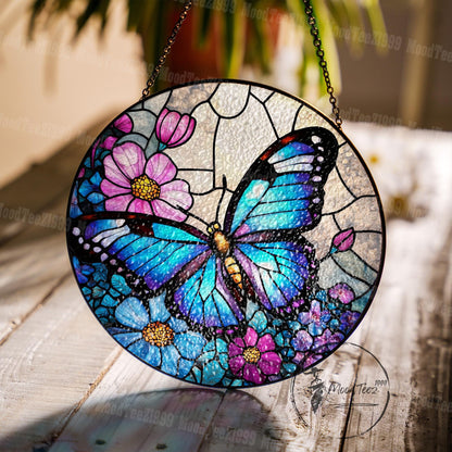 Butterfly Stained Glass Suncatcher: Window Hanging Decor