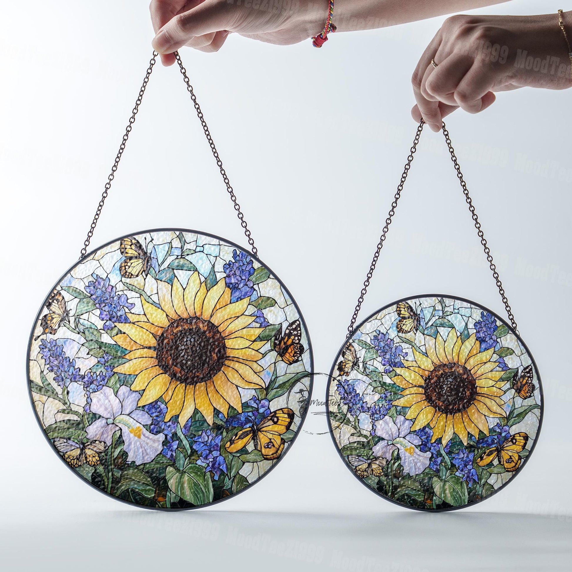 Stained Glass Sunflower Suncatcher: Butterfly Window Hanging