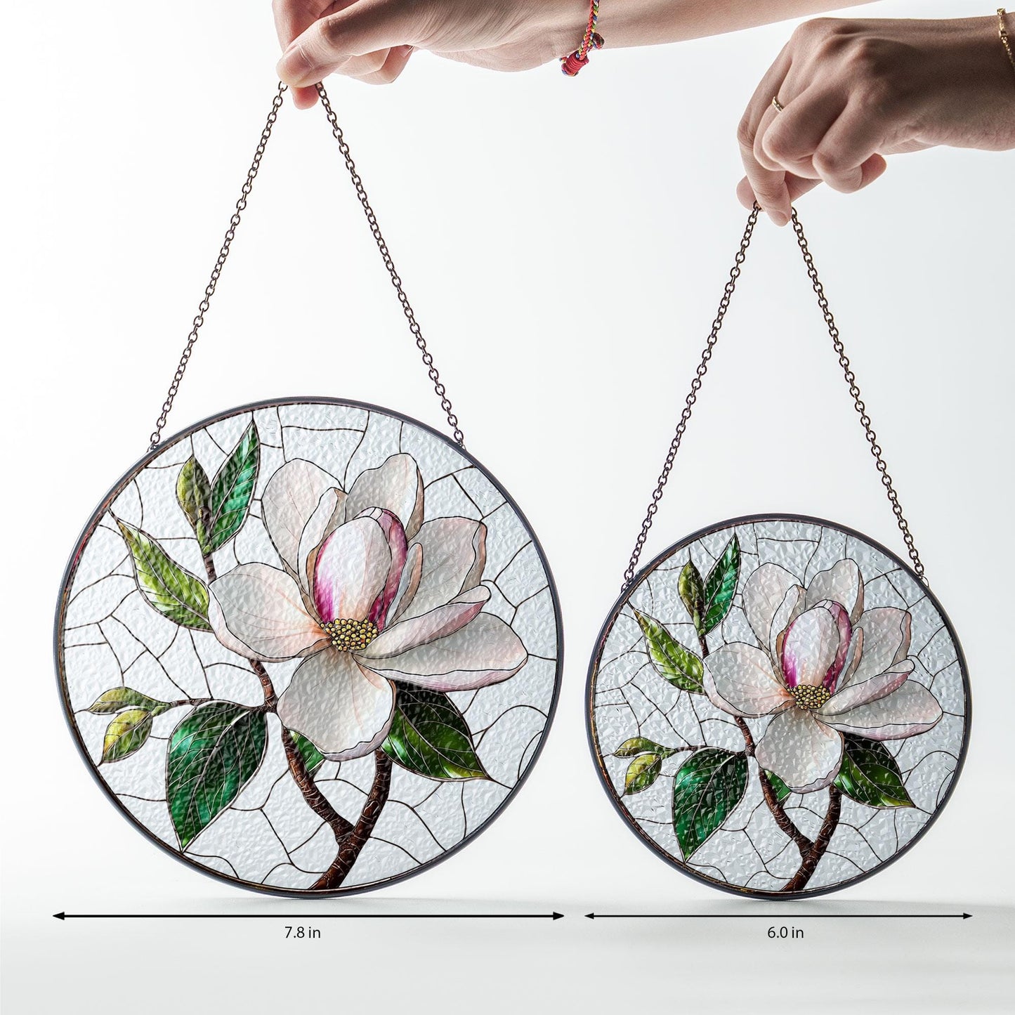 Magnolia Stained Glass Suncatcher: Floral Window Hanging