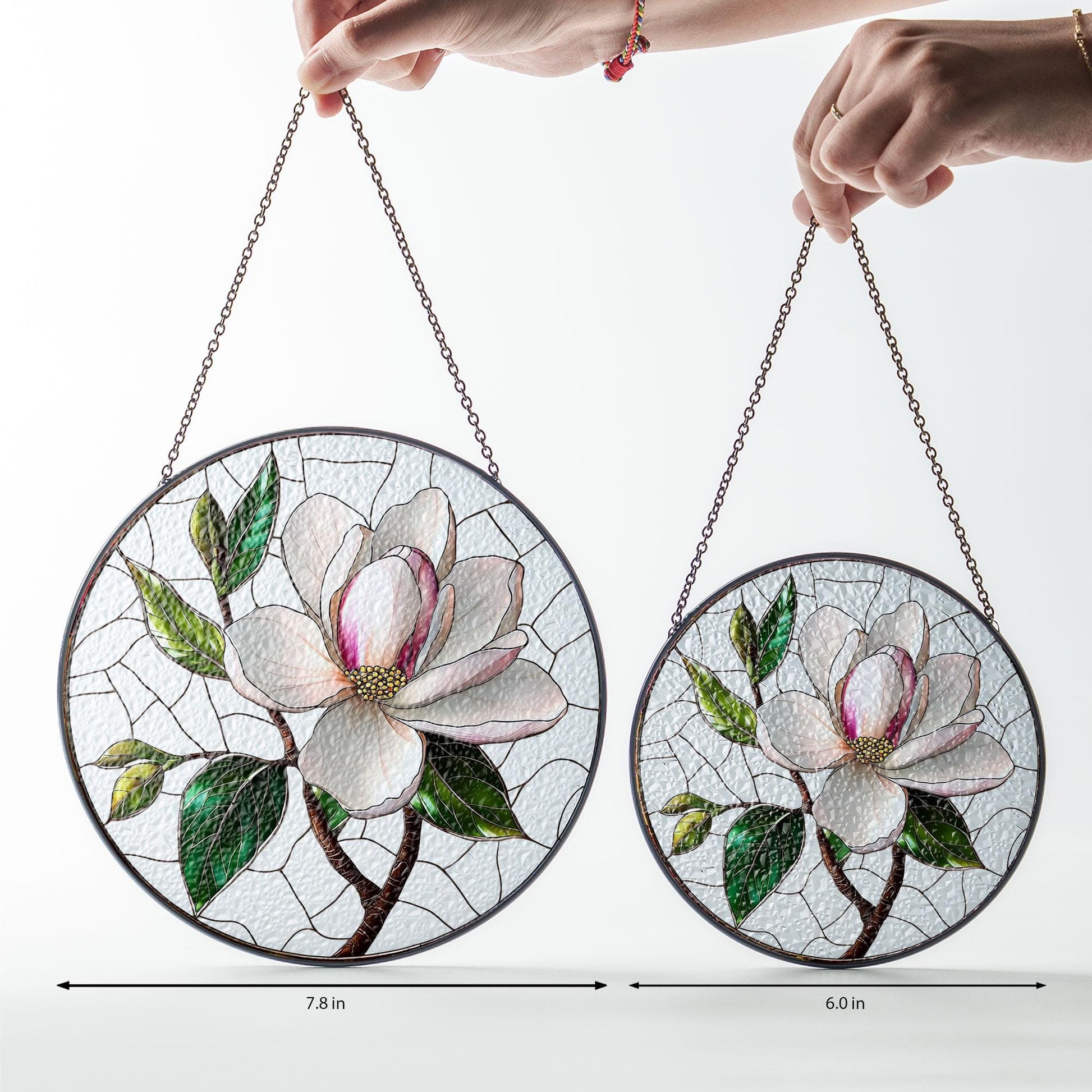 Magnolia Stained Glass Suncatcher: Floral Window Hanging