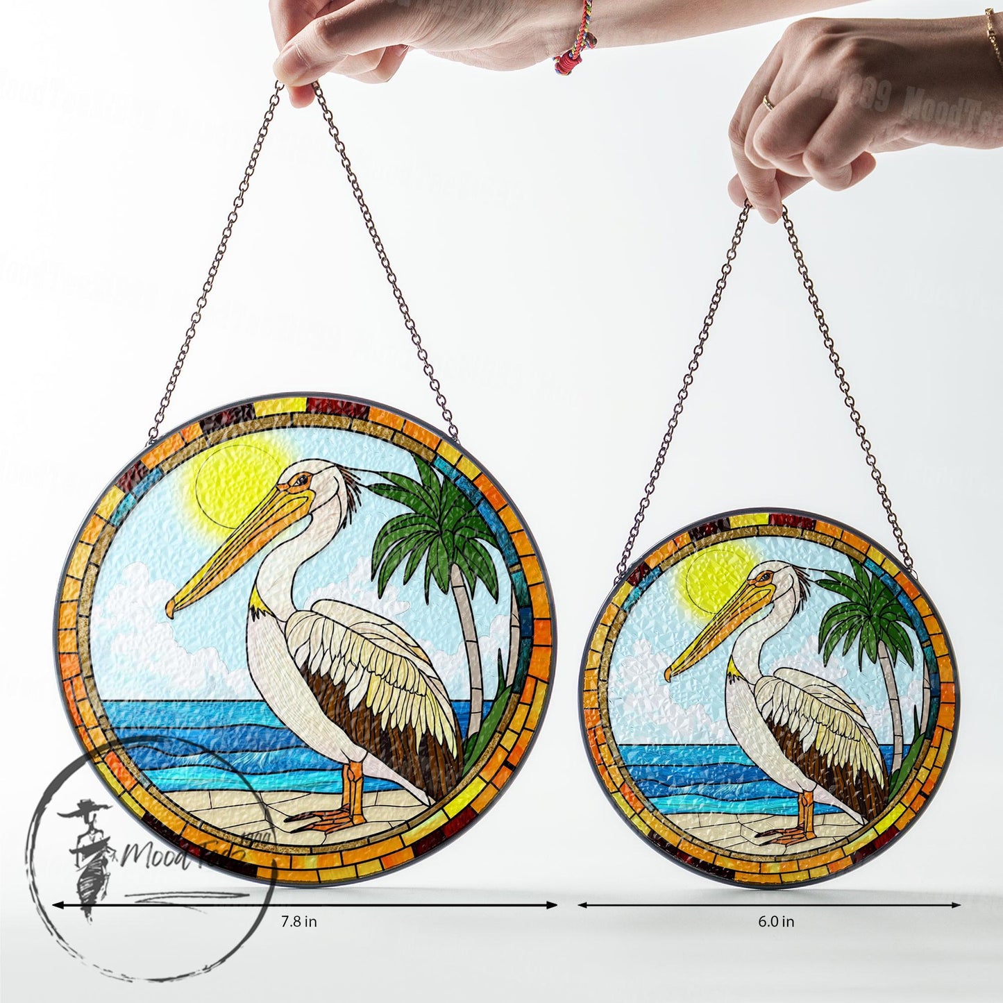 Stained Glass Pelican Suncatcher: Handcrafted Coastal Beach Decor