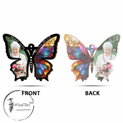 Custom Photo Memorial Suncatcher: Butterfly Window Hanging