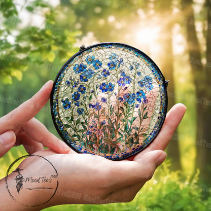 Forget-Me-Not 2D Glass Window : Floral Window Decor