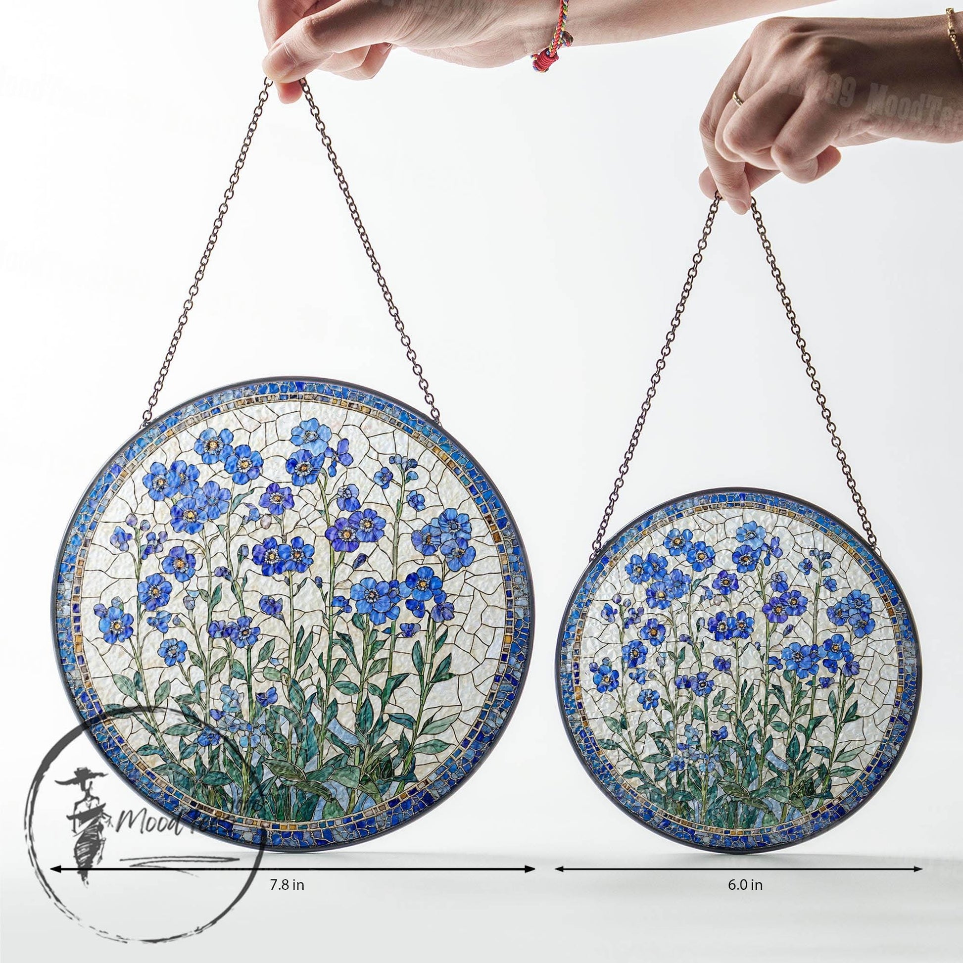 Forget-Me-Not Stained Glass Suncatcher: Floral Window Decor
