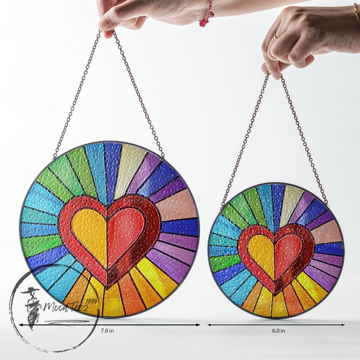 Rainbow Heart Stained Glass Suncatcher: Vibrant LGBT Home Decor