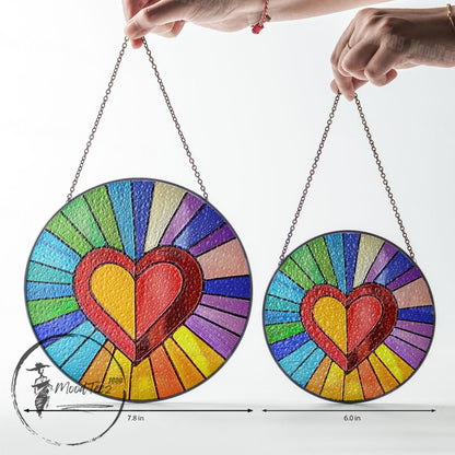Rainbow Heart Stained Glass Suncatcher: Vibrant LGBT Home Decor