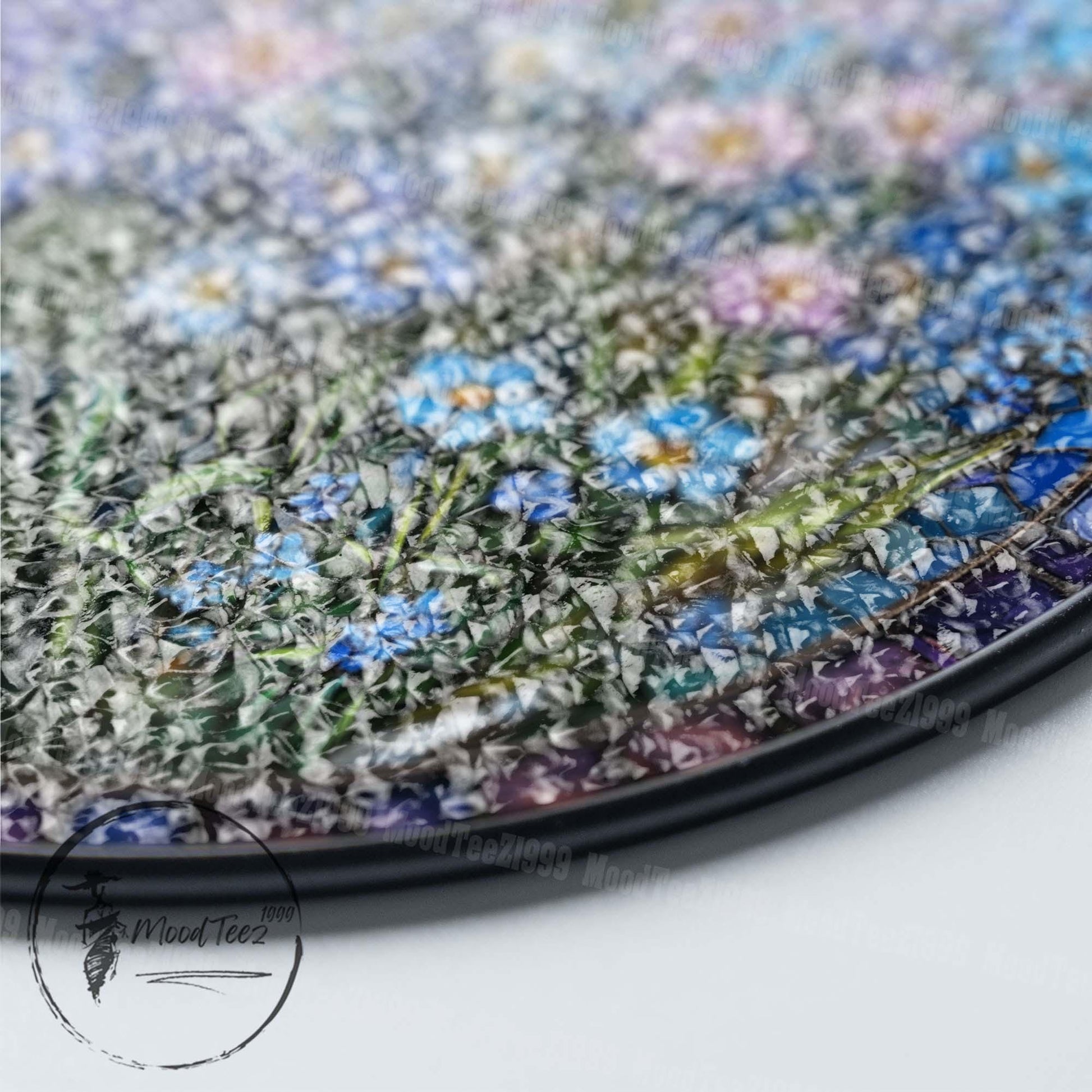 Forget-Me-Not Stained Glass Suncatcher: Floral Mosaic Window Hanging