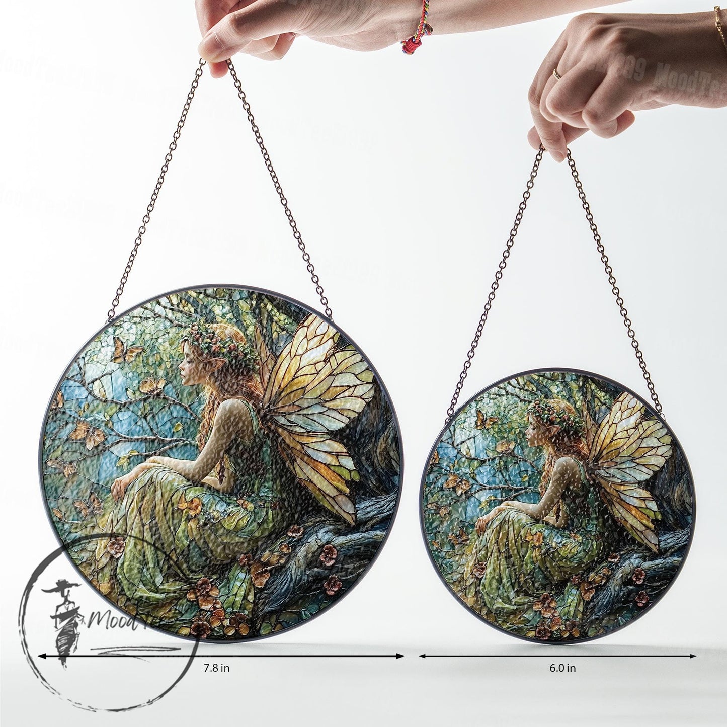 Fairy Stained Glass Suncatcher: Enchanting Nature Art Window Hanging