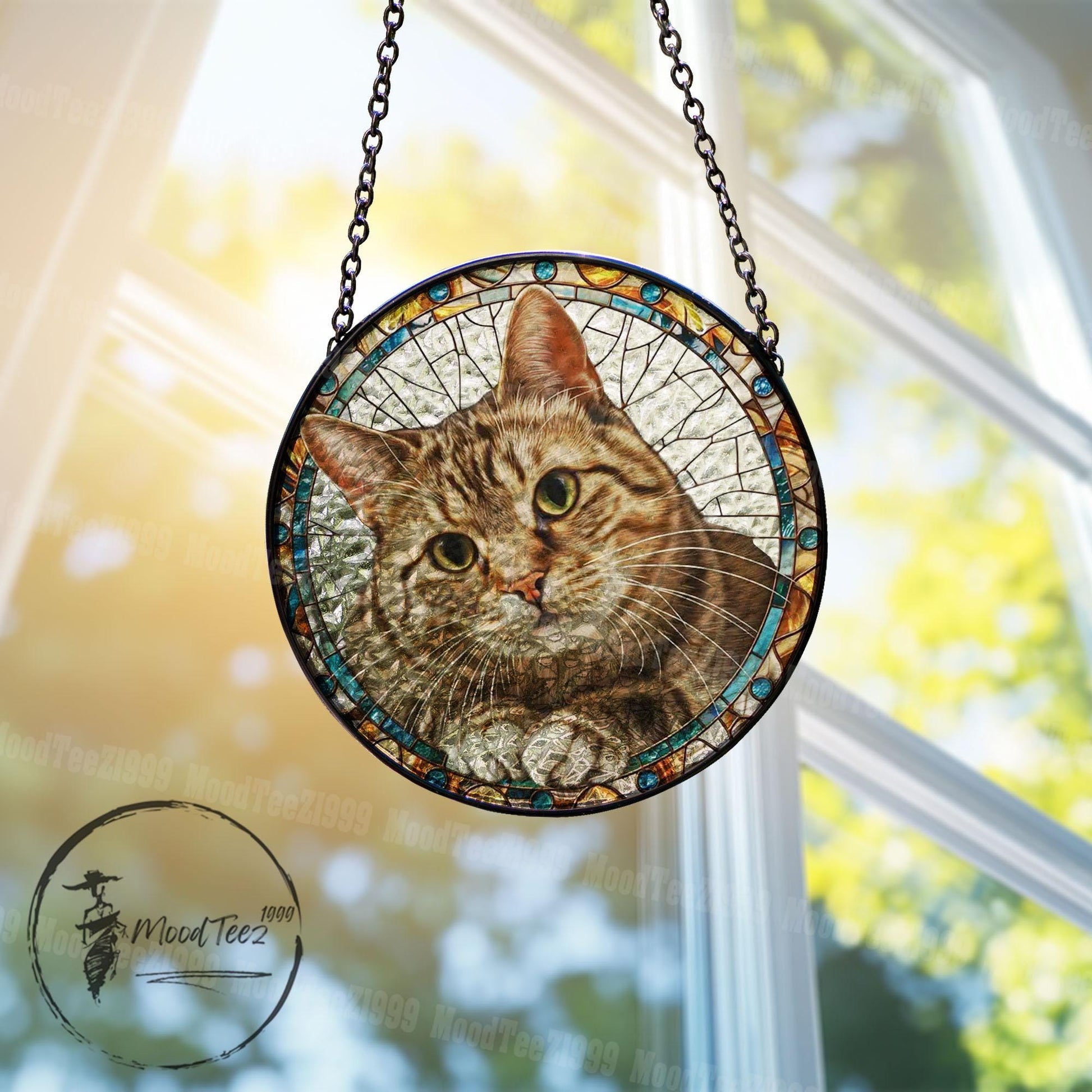 Cat Stained Glass Suncatcher: Feline Window Art